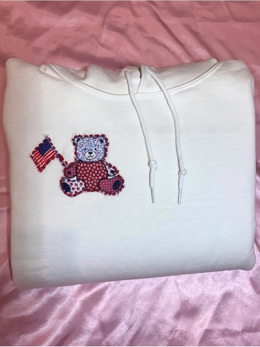 Patriotic Bear White Hoodie